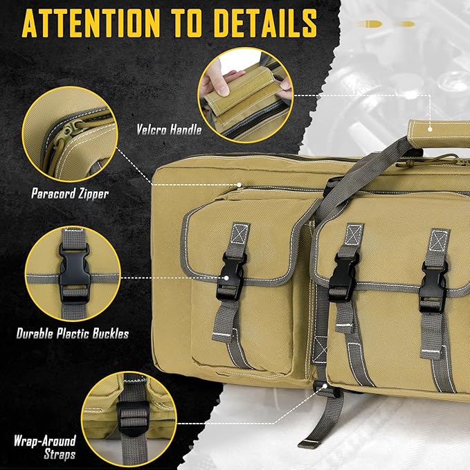 DULCE DOM 32/36/42/48/52 inch Double Rifle Case Soft Gun Bag for Rifles Pistols Storage & Transportation, All Around Shooting Range Tactical Backpack for Hunters Shooters, Gift for Boyfriend, Husband