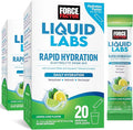 Force Factor Liquid Labs Electrolytes Powder Packets—Lemon Lime—Hydration Packets to Make Electrolyte Water with 5 Essential Electrolytes, Vitamins, Minerals, and Antioxidants, 40 Stick Packs, 2-Pack