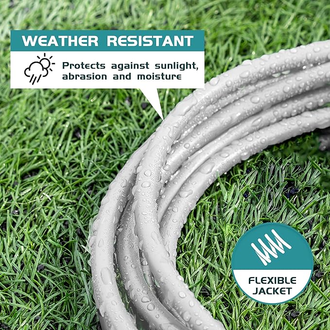 Indoor Outdoor Extension Cord Weatherproof, UL Listed, 16 Gauge 40FT White 3 Prong Heavy Duty, 16/3 SJTW 13A Power Cord for Outdoor Lights, Appliances, Lawn