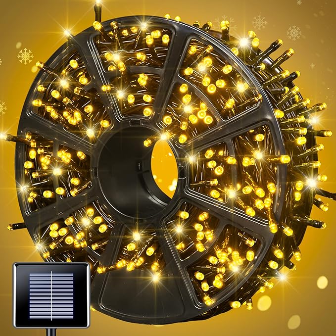 JMEXSUSS 600 LED Solar String Lights Outdoor Waterproof, Solar Christmas Lights Outdoor, 8 Modes Christmas Light for Outside Patio Yard Tree Decorations