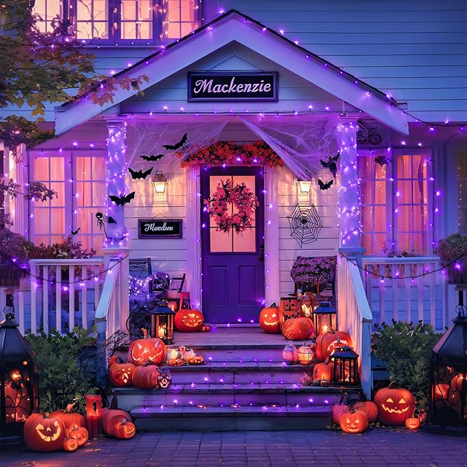 JMEXSUSS 2 Pack Solar String Lights Outdoor Waterproof, Total 66 FT 200 LED Solar Christmas Lights Outdoor, Twinkle Light for Christmas Tree Outside Garden Yard Xmas Decor, Purple