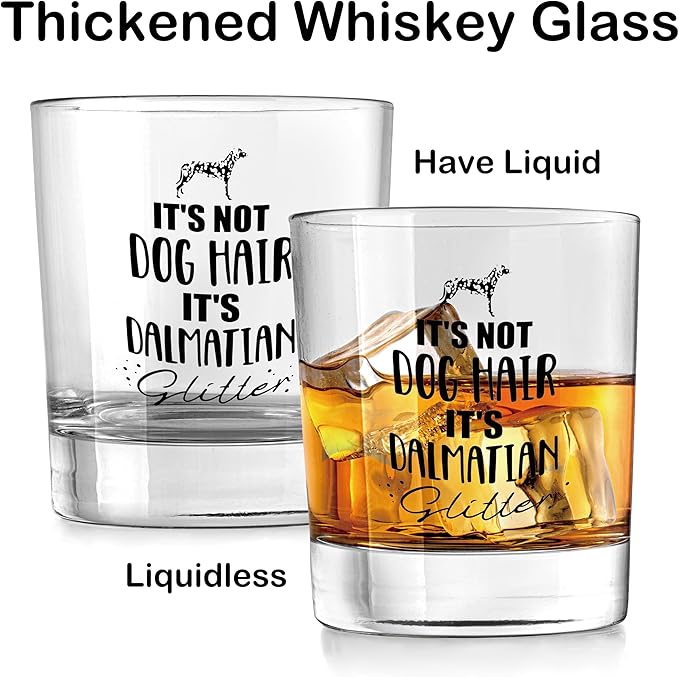 Nogrit Dalmatian Gifts, Whiskey Glasses 10 oz, Dog Lovers Gifts, Funny It's Not Dog Hair It's Dalmatian Glitter Old Fashioned Rocks Glasses for Drinking Cocktail Scotch Vodka Tequila Rum