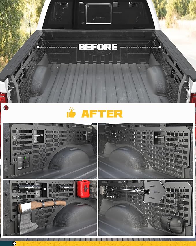 Trumgeta Side Bed MOLLE Panel Fit for 5.5 Feet Ford F150 2015-2020 & 2021-2026 Truck Storage Organizer System