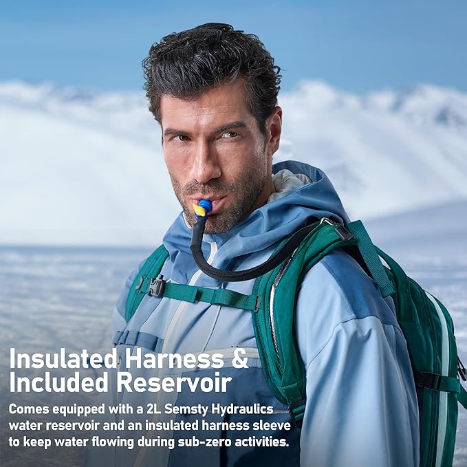 Ski and Snowboard Hydration Backpack, with 2L Water Reservoir and Insulated Harness, 30L Hydration Pack for Skiing, Hiking