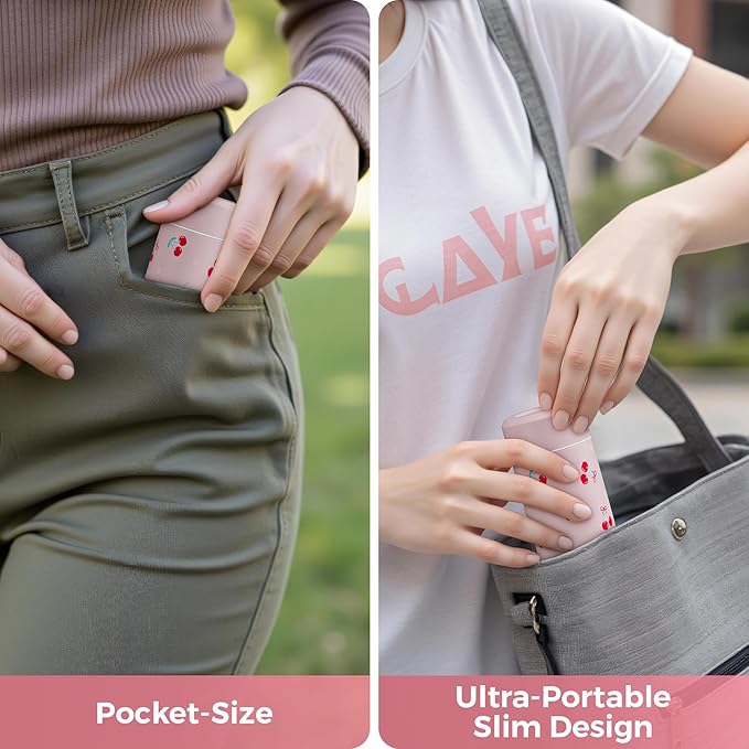 【Upgraded】Exllena Small Insulated Water Bottle 8 oz/250ml– Mini Insulated Water Bottle for Hot & Cold Drinks, Perfect Small Water Bottle for Travel, Purse...(Cherry)
