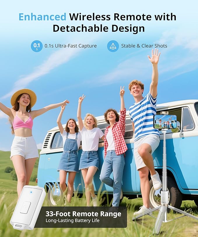 Fuloview 72'' Selfie Stick for iPhone,Tripod Wireless Remote for Selfies,Group Photograph,Video Recording. Phone Stand Compatible with iPhone Android Phone,Camera
