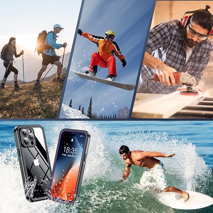 SPIDERCASE Only Designed for iPhone 14 Pro Max Case Waterproof [12FT Military Dropproof] [Built-in Screen Protector] [IP68 Underwater] Full Body Shockproof Protective Phone Case 6.7'' 2022, Purple