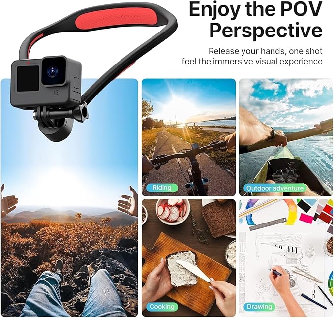 ULANZI Go-Quick II Neck Mount for GoPro Magnetic Necklace Holder, Camera POV Mount for GoPro Hero 13/12/11/10/9/8/7/6/5/4/MAX, AKASO, DJI Osmo Action 5 Pro/4/3, Insta360 and Most Action Cameras