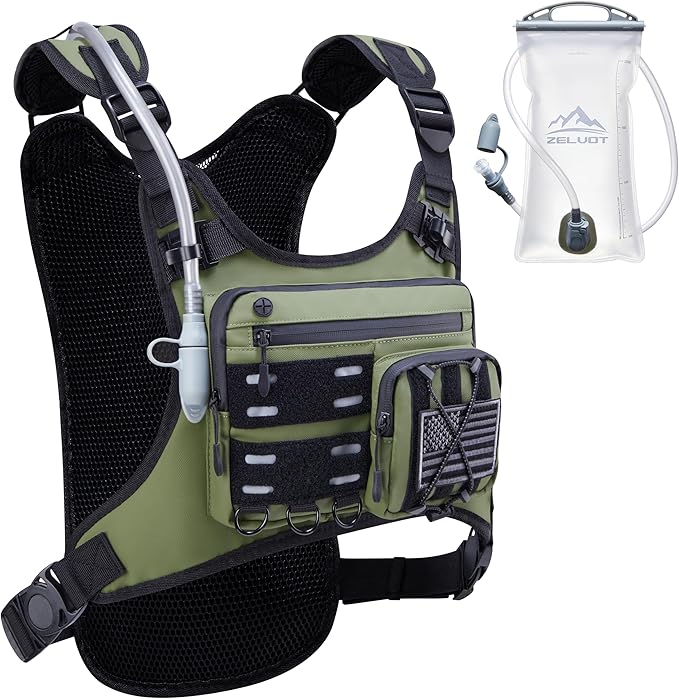 Zelvot Running Vest with 2L Water Bladder, Hydration Backpack, U.S. Original Design Patent, Lightweight Hydration Pack with Gear Holder, Reflective Chest Pack for Men Women for Marathon