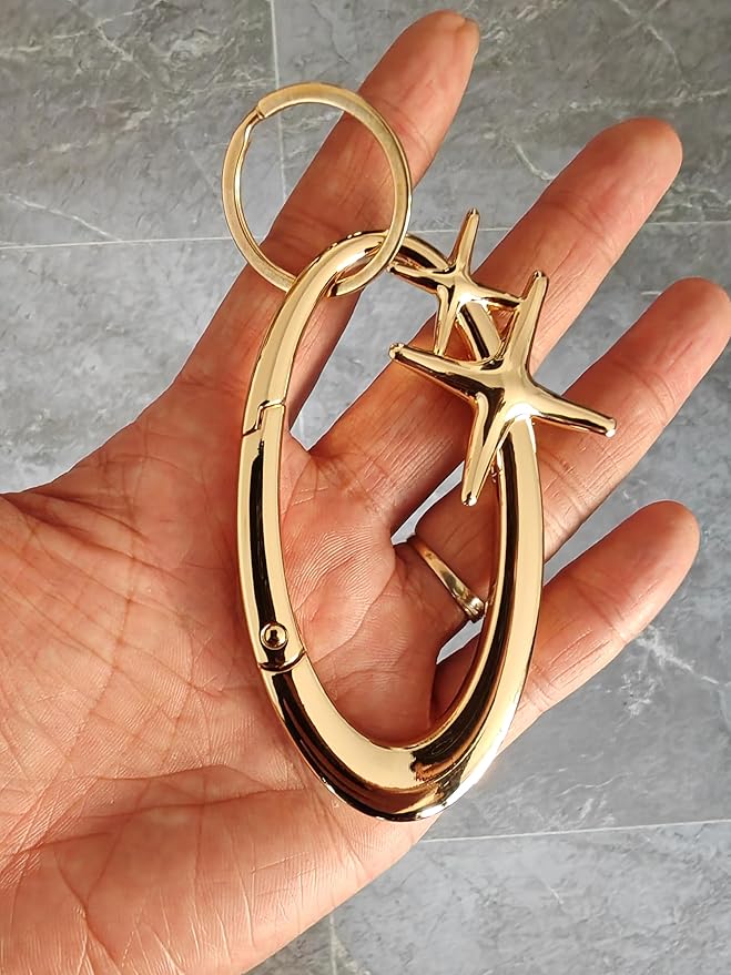 Y2K Cute Star Carabiner Keychain Cool Belt Loop Clip Starlight Heavy Duty Carabiner Clasp Snap Hook Holder Key Buckle