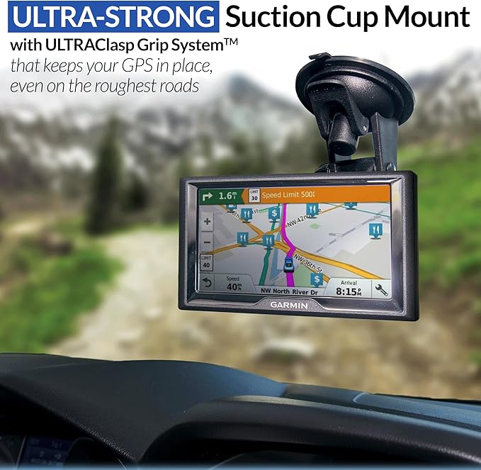 GPS Mount for Garmin with Suction Cup - Dashboard and Windshield Garmin GPS Mount for Car, Ultra-Sticky Dash Holder for Nuvi RV Dezl Drive Drivesmart Driveassist & More