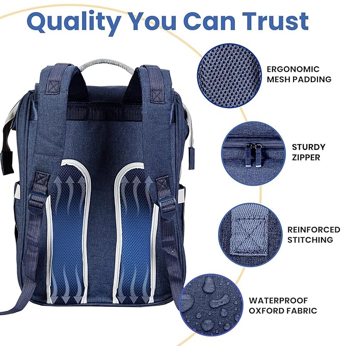 PILLANI Baby Diaper Bag Backpack - Baby Bags for Girls & Boys, Large Waterproof Diaper Backpack - Baby Shower Gifts & Registry Must Haves - Travel Diaper Bags with Changing Pad - Stuff for Newborn