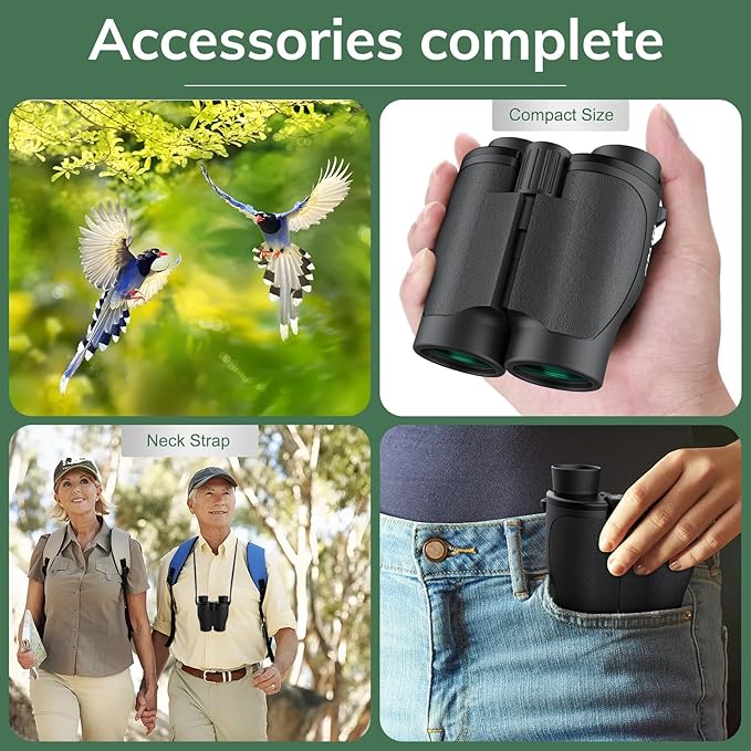 Compact Binoculars for Adults High Powered - OPAITA 20x32 Small Binoculars for Adults Kids with Low Light Vision for Bird Watching Hunting Cruise Ship Travel Concert Hiking