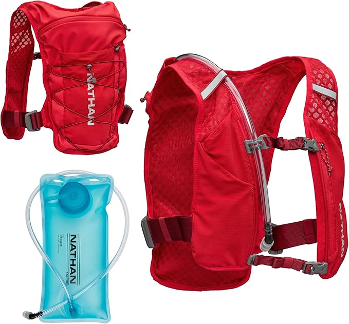 Nathan QuickStart Hydration Pack Vest with Bladder or flasks, Storage Pockets, Breathable Moisture-Wicking Fabric, Adjustable Straps for Running, Hiking, Walking, Marathons, Obstacle Races