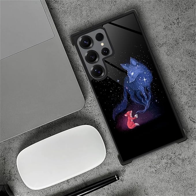 for Samsung Galaxy S25 Ultra Case,Graphic Design for Girl Boy Soft Silicone Hard Acrylic Shock Protection Designed for Samsung Galaxy S25 Ultra Galaxy Fox Wolf Pattern