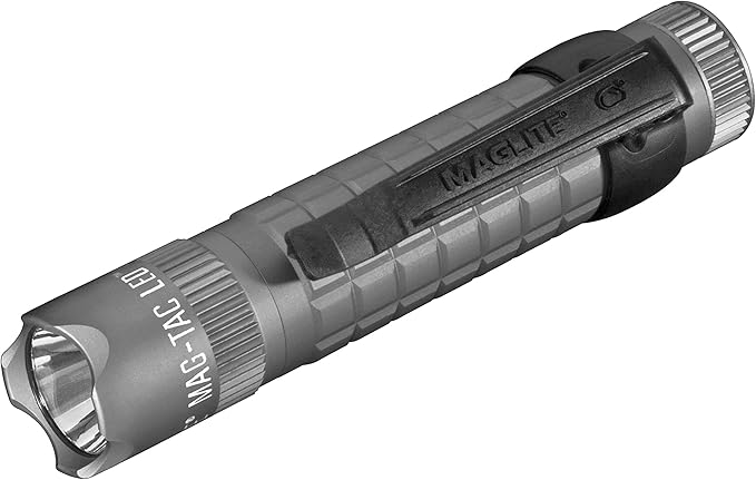 MagLite MAG-TAC 2-Cell CR123 LED Tactical Flashlight – High Lumen, Water-Resistant, QuickClick Modes Crowned Bezel – Urban Gray