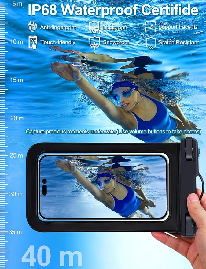 [Up to 8.3"] 6 Pack Multicolor Universal Waterproof Phone Pouch, Phone Waterproof Case Dry Bag (Protection Level: IP68) Outdoor for Apple iPhone,Samsung,and More(Black,Blue,Pink,Orange,Yellow,Green)