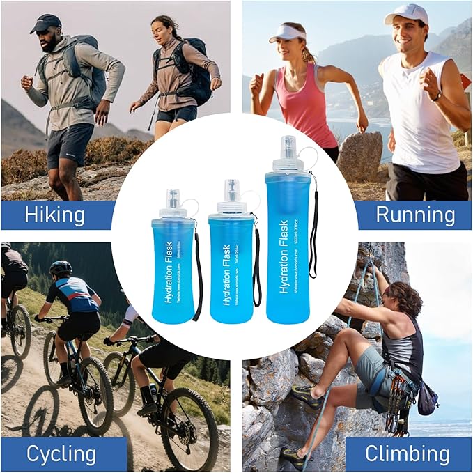 700ML Collapsible Water Bottle with Filter for Hiking, Camping & Travel - TPU Soft Flask, 0.1 Micrometer Hollow Fiber Membrane for Clearer, Better Tasting Outdoor Water(Blue)