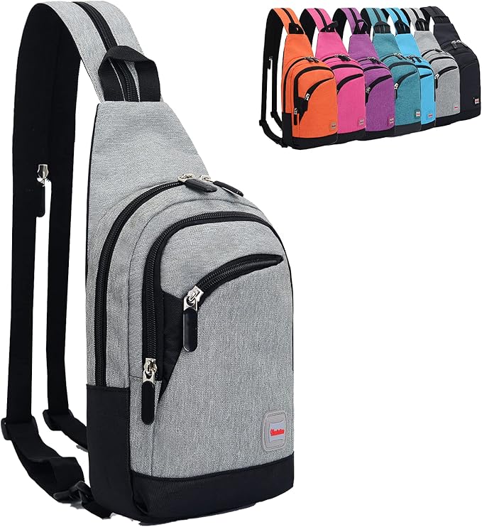 Peicees Small Sling Bag for Women Mens Convertible Crossbody Backpack Shoulder Chest Daypack with Zipper Strap for Hiking