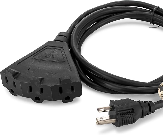 Holiday Lighting Outlet 6-Foot Black Extension Cord, 3-Prong Indoor & Outdoor Splitter, Perfect for Landscape Lighting