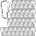 100 Pack 2.36" Sliver Carabiners Clip, M6 Galvanized Steel Small Spring Snap Hook, Keychain Clip, Quick Link Key Chain for Hammock Swing Set Outdoor Travel, Camping, Fishing, Hiking