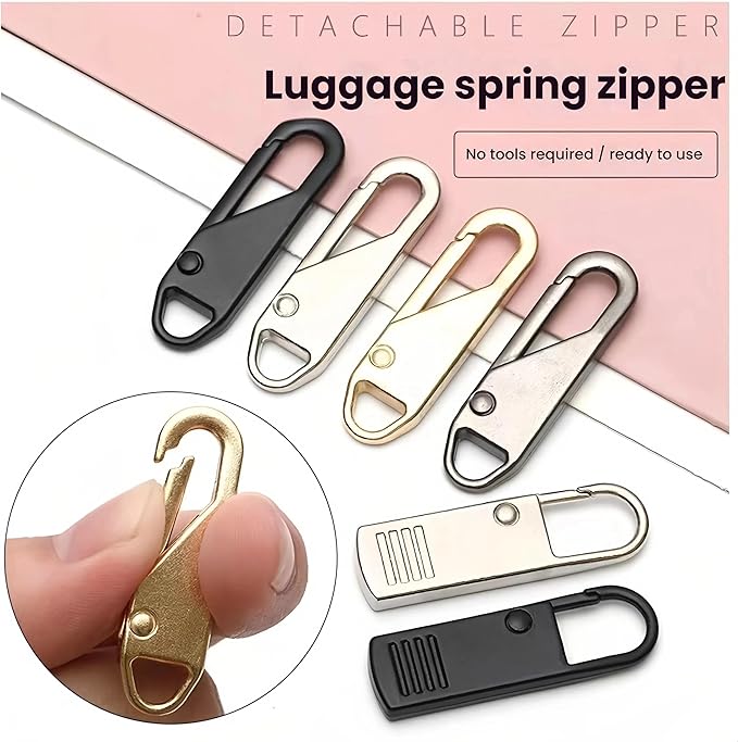 Zipper Pull Replacement, Zipper Pull Tabs for Luggage Clothing Jackets Backpacks Boots Purse Coat in Black and Silver, Zinc Alloy Material