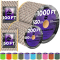 TECEUM Reflective Paracord Rope 1000 – 1000ft/200ft/100ft/50ft – 40+ Colors – Glow in The Dark – para Cord – Utility Rope for Survival, Hunting & Camping Gear – Nylon String, Camping Rope, Tent Cord