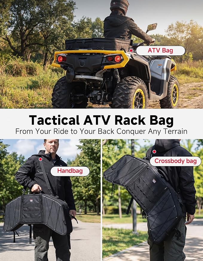 KEMIMOTO Portable ATV Front Rear Rack Bag UTV Cargo Bed Storage, Flat Gear Box with Molle System, Compatible with Polaris Sportsman Ranger RZR Can-Am,1680D Water-resistant
