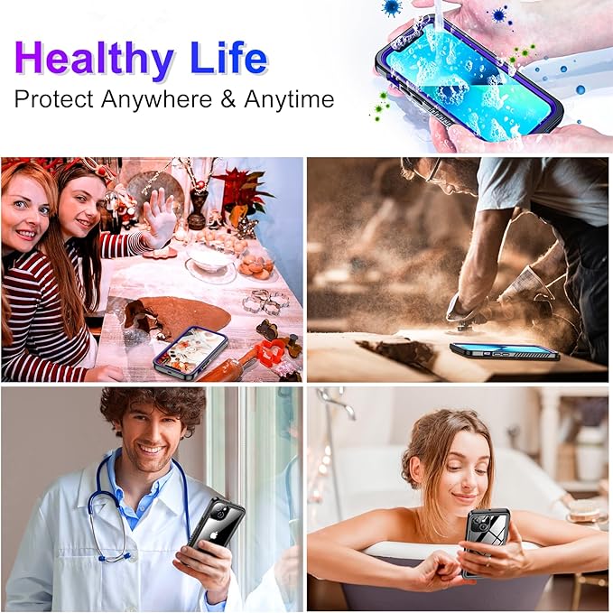 Red2Fire 2024 New for iPhone 13 Case Waterproof,[Built-in Screen Protector & Camera Protector][Full Body Shockproof][IP68 Underwater][Dustproof][Dropproof] Phone Case for iPhone 13 6.1" Purple