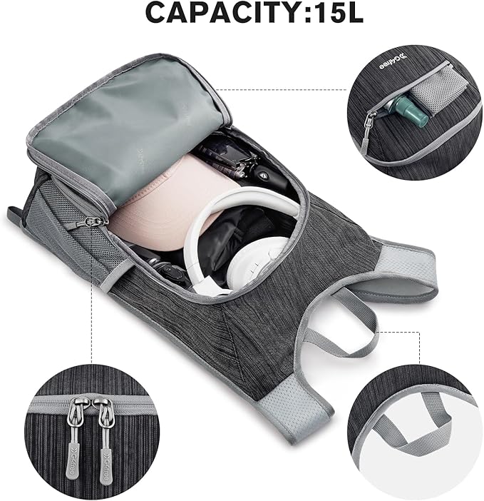 G4Free 15L Hiking Daypack Lightweight Travel Backpack Packable Outdoor Casual Foldable Shoulder Bag (Black)
