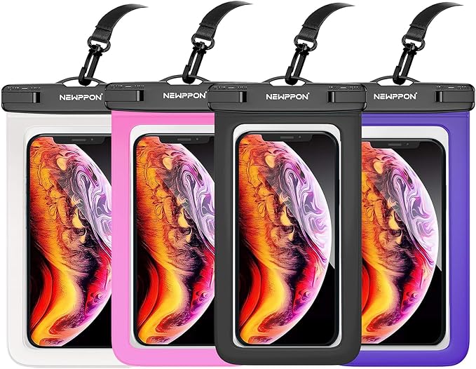 Waterproof Cell Phone Pouch : 4 Pack Float Clear Cell Holder Protector with Lanyard - Universal Floatable Water Proof Dry Bag for iPhone Samsung Galaxy for Beach Swimming Pool