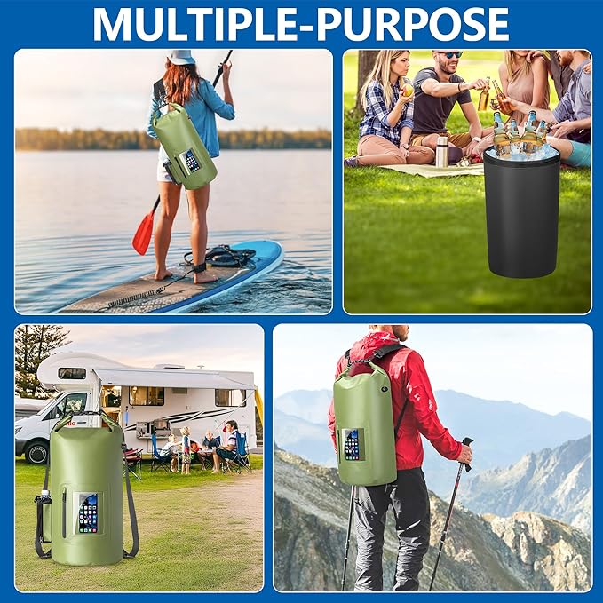 Smasrob 30L Waterproof Dry Bag with 20L Detachable Cooler, Dry Bag Cooler Backpack with Phone Pocket and Bottle Pouch, Suitable for Kayaking, Boating, Camping and Water Activities