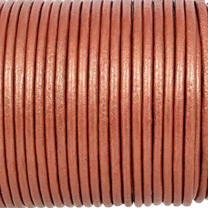 GENIQUE Real/Genuine Round Leather String Cord for Necklace, Bracelets, Jewellery, Braiding (2mm, Copper)