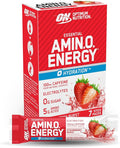 Optimum Nutrition Essential Amino Energy Plus Electrolytes Stick Packs, Energy Powder, Strawberry Burst, 7 Count