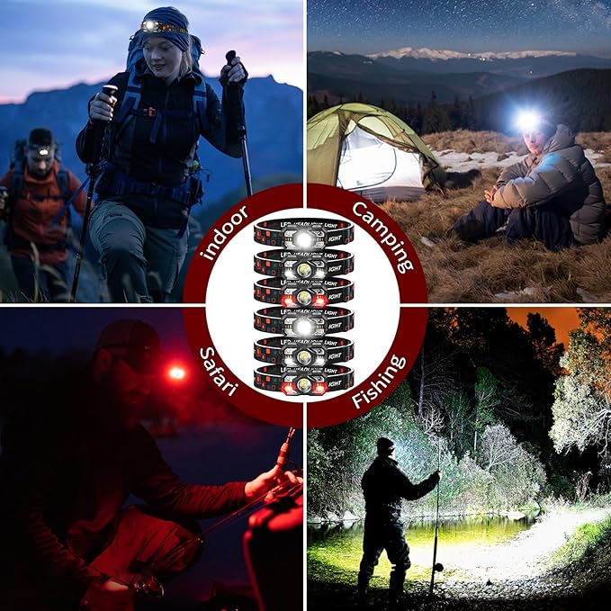 Headlamp Rechargeable 90Pack, 3000 Lumen Ultra-Light Bright Headlamp Flashlight with White Red Light, LED Headlight, 5+5 Mode for Outdoor Camping Fishing Running Hiking (90)