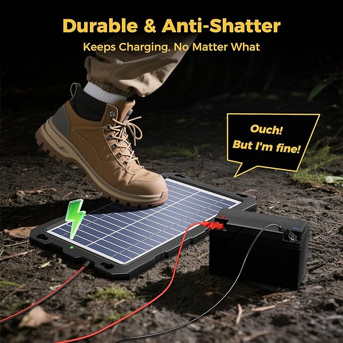 SUNAPEX 12V Solar Battery Charge: 8W Waterproof Portable Solar Panel Kit - Battery Maintainer Trickle Charger - with Upgrade Built in Charge Controller for Car Boat RV Trailer Automotive Motorcycle