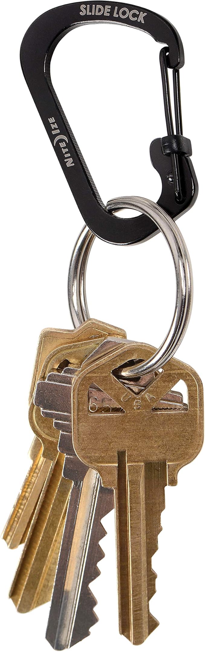 Locking Carabiner Clip, Black, 1-3/32 in
