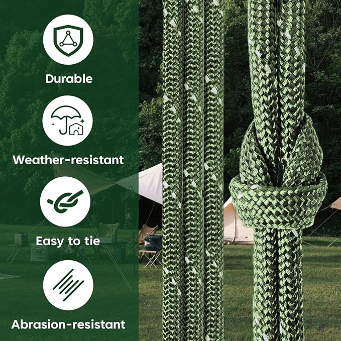 SDHUATUO Paracord Rope 1000FT, 550lb Type III Nylon Parachute Cord 7-Strand Core with Reflective Strips, Utility String for Survival, Camping Gear, Hiking, DIY, Crafting, Outdoor, ArmyGreen