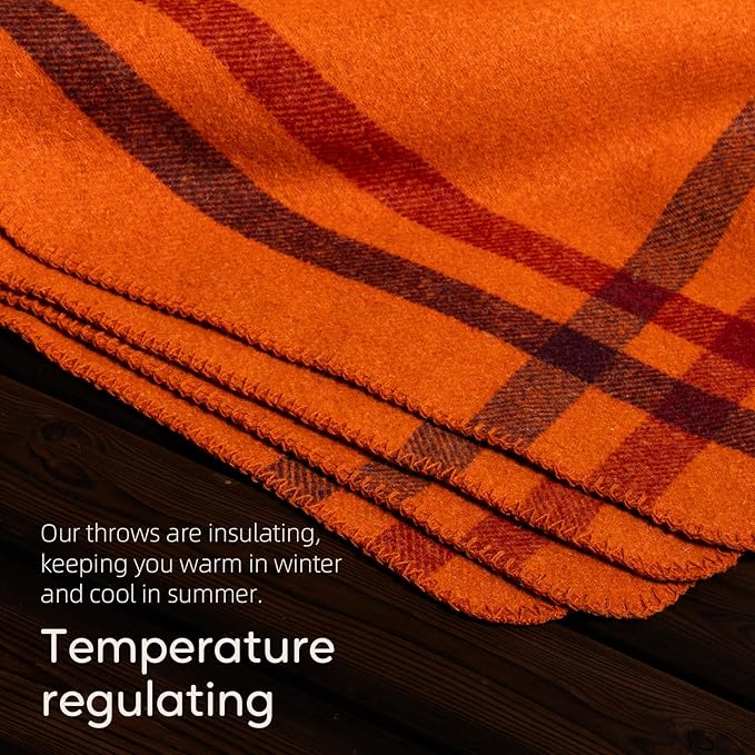 Molithe 100% Wool Blanket, 62" x 86", Warm, Thick, Washable, Military Wool Blanket, Great for Camping, Outdoors, Sporting Events, Survival Kits Warm Sunset Frame