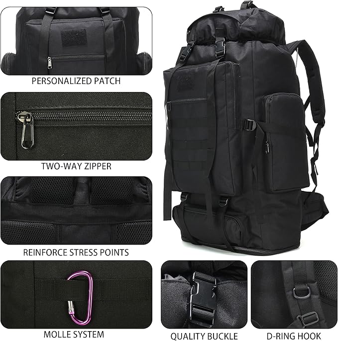 Hiking Backpack for Men 70L/100L Camping Backpack Military Rucksack Molle 3 Days Assault Pack for Climbing | Camping Backpack, 3 Days Assault Pack, for Climbing