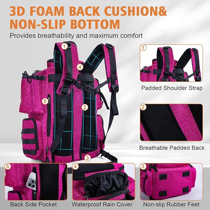 Goture Fishing Backpack, 58L 900D Water-Resistant Insulated Tackle Backpack with Cooler, Rod Holders, 8 Lure Pockets, Detachable Crossbody Bag, Gear Storage Large Fishing Bag for Camping Hiking