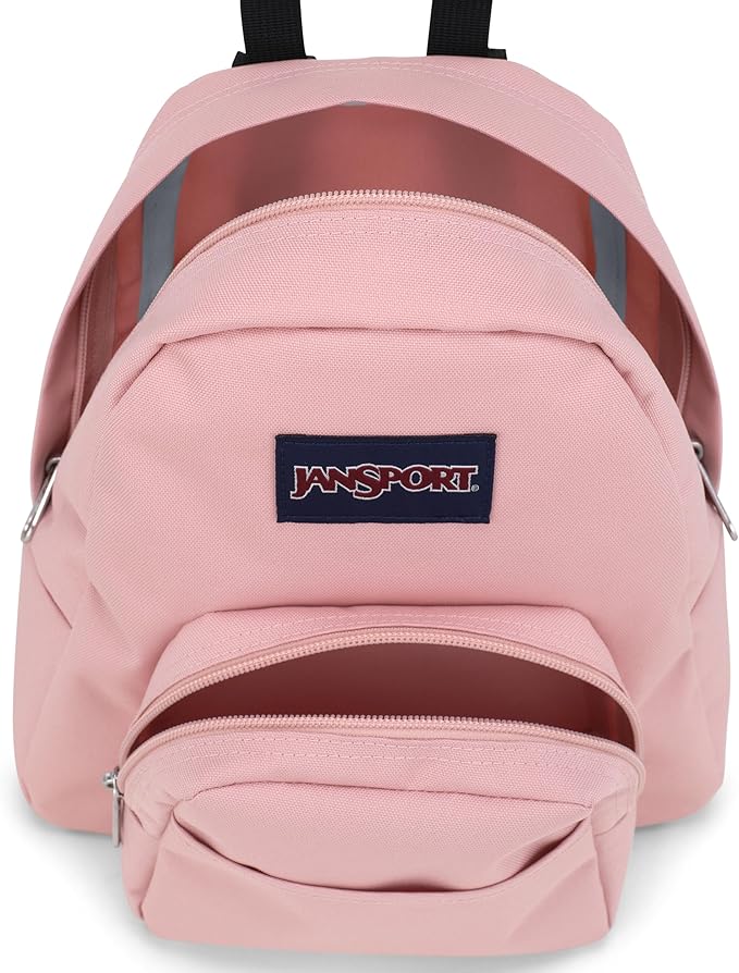 JanSport Half Pint Mini Backpack, 10.2 L - Durable Mini Bag Purse with Adjustable Shoulder Straps, Single Main Compartment, Zippered Stash Pocket, Misty Rose