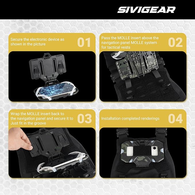 Tactical Molle Phone Holder for Plate Carrier Vest, Quick Release & Adjustable Phone Mount, Compatible with 4.7-6.7 inch Smart Phones, Durable Tactical Accessories for Outdoor Enthusiasts