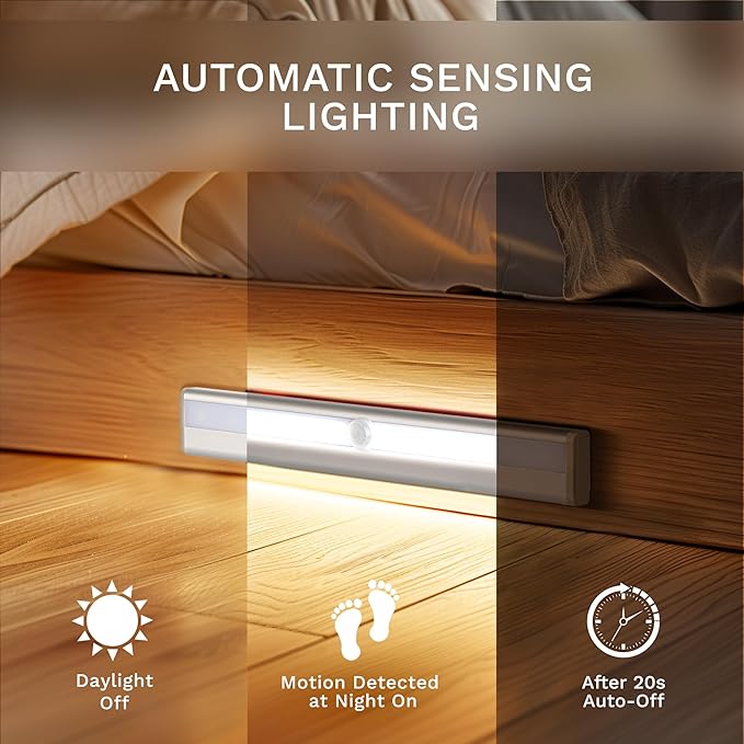 6 Pack Motion Sensor Lights, 10 LED Closet Battery Operated Lights, Stick-On Anywhere Magnetic Night Light Bar, Led Safe Light Indoor for Closet Stairs Wardrobe Under Cabinet
