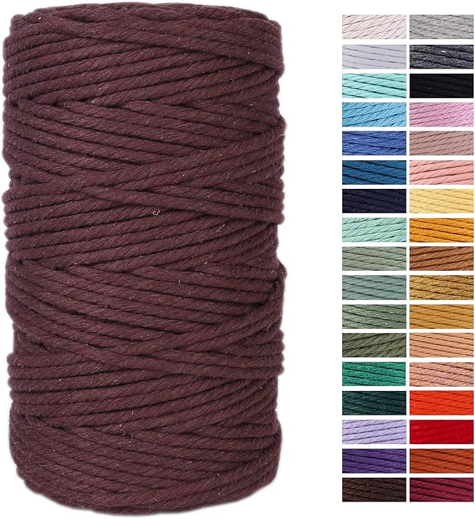 Brown Macrame Cord 4mm x 109Yards,Colored Cotton Rope Craft Cord Colorful Cotton Cord Twine for Wall Hanging Plant Hangers Crafts Knitting Decorative Projects