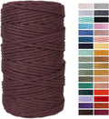 Brown Macrame Cord 4mm x 109Yards,Colored Cotton Rope Craft Cord Colorful Cotton Cord Twine for Wall Hanging Plant Hangers Crafts Knitting Decorative Projects