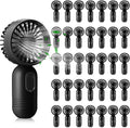 Rossesay 36 Pcs Mini Portable Fan Bulk Cute Handheld Lightweight Small Little Personal Hand Eyelash Fan 3 Speeds USB Rechargeable for Women Men Indoor Outdoor Makeup Travel (Black)