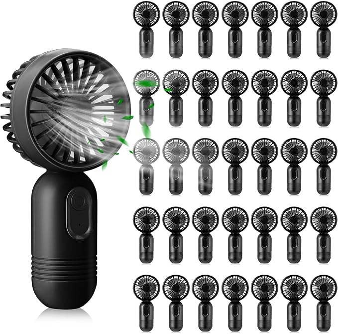 Rossesay 36 Pcs Mini Portable Fan Bulk Cute Handheld Lightweight Small Little Personal Hand Eyelash Fan 3 Speeds USB Rechargeable for Women Men Indoor Outdoor Makeup Travel (Black)