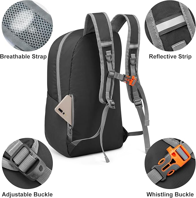 G4Free 24L Lightweight Packable Hiking Backpack Small Sport Travel Daypack Water Resistant for Women Men