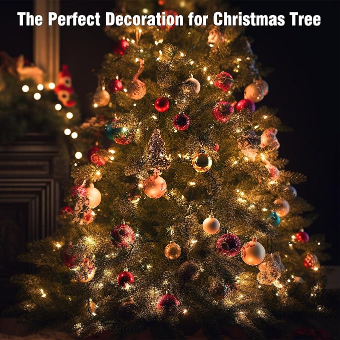 ASENEK Connectable Christmas String Lights 66FT 200 LED 8 Modes with Timer Decorative String Lights for Xmas Tree Patio Party Warm White
